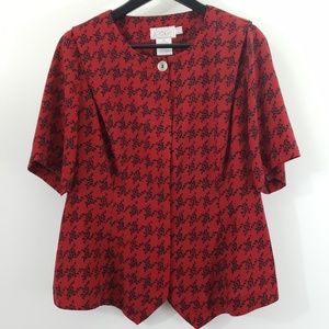 Kathy Che Red & Black Button Up Blouse, size 18, but fits more like a Large.